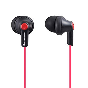 Panasonic Ergofit in-Ear Earbud Headphones Matte Black/Red (RP-HJE120-KB)