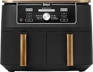 Ninja Foodi Max Dual Zone Friggitrice ad Aria, 2 Cestelli Antiaderenti, 9.5L, 6 in 1, Massima Croccantezza, Senza Olio, Cottura Arrosto, al Forno, Essicazione, 8 Porzioni, Rame/Nero, AF400EUCP