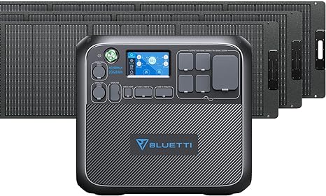 BLUETTI Solar Generator AC200MAX with 3 PV200S Solar Panels Included, 2048Wh Portable Power Station w/ 4 2200W AC Outlets, LiFePO4 Battery Pack Expandable to 8192Wh for Home Use, Road Trip, Emergency