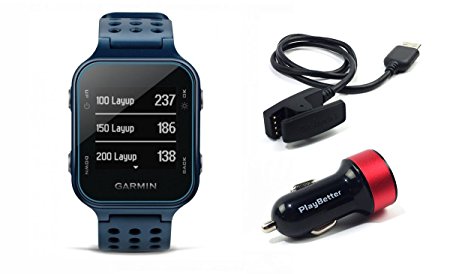 Garmin Approach S20 (Midnight Teal) Golf GPS Watch with PlayBetter USB Car Charge Adapter | Activity Tracker, Smart Notifications & 40,000  Worldwide Courses
