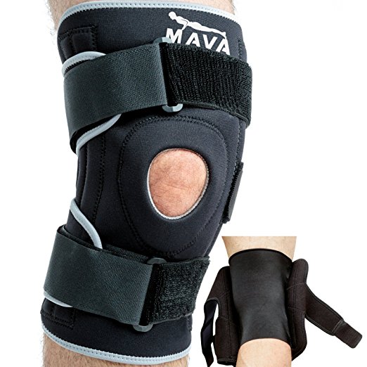 Mava Knee Brace for Joint Pain & Arthritis Relief – Meniscus, ACL, Tendonitis Support - Open Patella Stabilizer with Compression Knee Sleeve & Adjustable Strapping (Black, Medium)