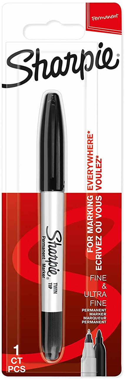 Sharpie Twin Tip Permanent Marker | Fine & Ultra-Fine Points | Black | 1 Count