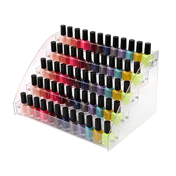 5 Tiers Acrylic Organizer Brochure Holder Display Stands Nail Polishes Essential Oils for Reagent Dropper Bottles Storage Rack Amount Cosmetics Shop Store Display Toy Candy Holder Goods Shelf Case