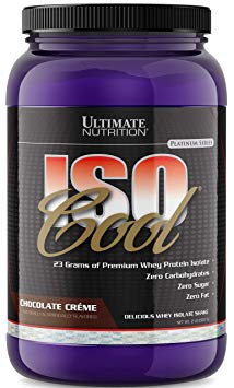 Ultimate Nutrition ISO Cool Pure Whey Protein Isolate Powder - Keto Friendly - 0 Carb 0 Fat 0 Sugar - 23 Grams of Protein Per Serving, 2 Pounds, Chocolate