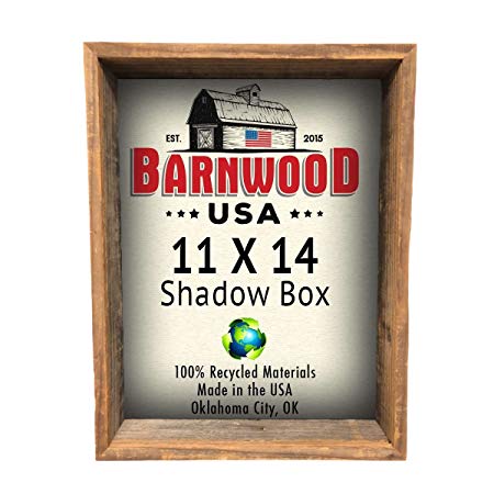 BarnwoodUSA | Rustic Farmhouse Collectible Shadow Box Picture Frame | Made of 100% Reclaimed and Recycled Wood | Shadow Box Style to Display Collectibles, Photos, Antiques | Made in USA | 11”x14”