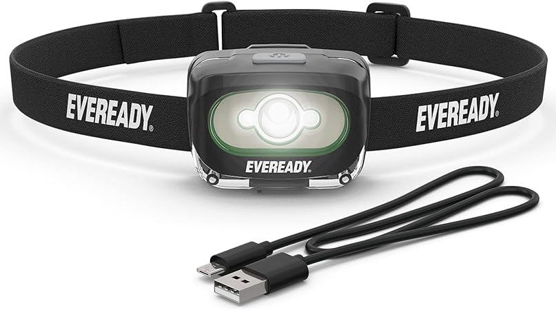Eveready LED Rechargeable Headlamp Flashlight, Water Resistant Headlight for Outdoors, Camping & Mechanic Work Light