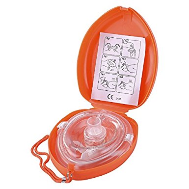 Medical CPR Rescue Mask, Adult/Child Pocket Resuscitator, Hard Case with Wrist Strap