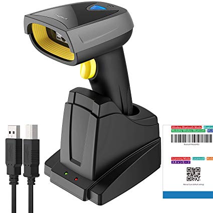 Inateck Barcode Scanner, QR Code Scanner with Smart Base, 2D, Wireless, Bluetooth, Read Screen, BCST-52 Black