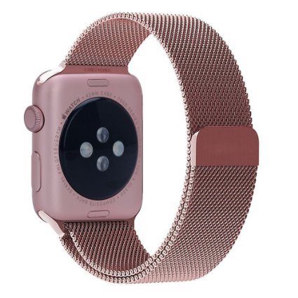 UINSTONE Apple Watch Band, 38mm Milanese Loop Stainless Steel Bracelet Smart Watch Strap for Apple Watch All Models With Unique Magnet Lock No Buckle Needed - Rose Gold