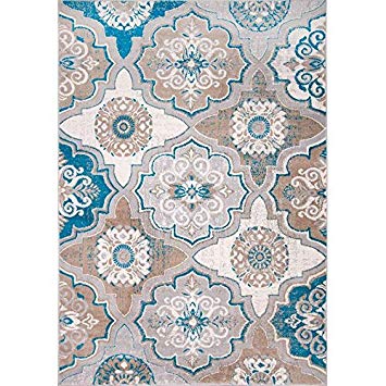 Home Dynamix Tremont Willow Area Rug | Wonderful Pattern and Colors | Traditional Elements, Modern Style | Durable, Comfy and Resistant, Taupe-Blue, 7'10" x10'5