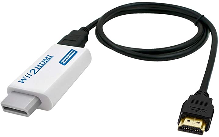 SODIAL For Wii to HDMI Converter with 5ft High Speed HDMI Cable Wii2HDMI Adapter Output Video&Audio with 3.5mm Jack Audio, Support All Wii Display Modes 480P,480I,NTSC
