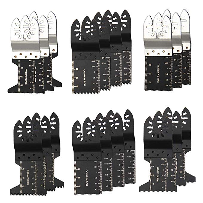 MESTOOL 20 Pcs Oscillating Saw Blades, Professional Wood/Metal/Plastic Universal Multitool Quick Release Saw Blades for Fein Multimaster