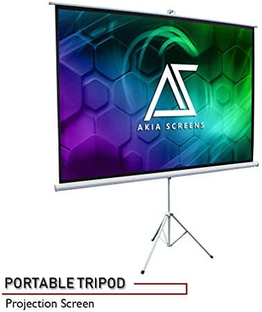 Akia Screens 100" Portable Indoor/Outdoor Tripod Projector Screen, 100 inch Diagonal 4:3, 8K / 4K Ultra HD 3D Ready Pull Up Collapsible Projection Screen with Tripod Stand, AK-T100SB