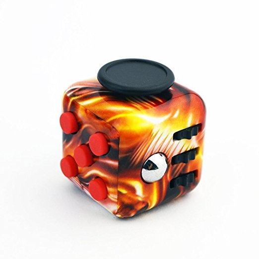 Fidget Cube, Ecelledge Fidget Cube relieves Stress and Anxiety Attention Toy for Children and Adults (Flame-Grain)