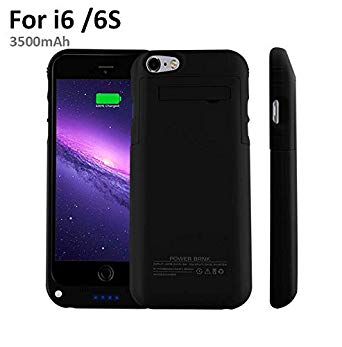 YHhao 3500mAh Charger Case for iPhone 6 / 6s Slim Extended Battery Case Portable Cell Phone Battery Charger Back up Power Bank Rechargeable Charger Case with Stand 4.7" for iPhone 6/6s - Black