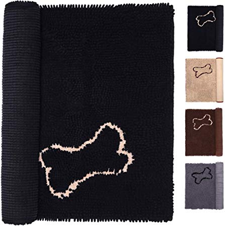NJSBYL Pet Dog Area Rugs 3x5 Mats for Dog Cat Indoor Black 30X60 Inches Chenille Doormat Bathroom Rugs Water Absorbent Machine Washable/Dry Ultra Soft Thick Area Rugs