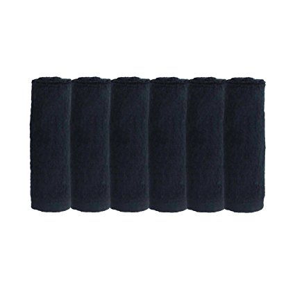 BambooMN Brand - 6 Super Soft 12" x 12" Bamboo Cotton Wash Cloth (70% Rayon from Bamboo, 30% Organic Cotton) - 535 GSM - Black