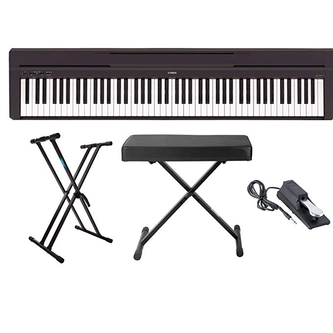 Yamaha P45B 88-Key Digital Piano with Knox Gear Keyboard Stand, Adjustable Bench and Sustain Pedal