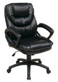WorkSmart Faux Leather Managers Chair with Padded Arms Black