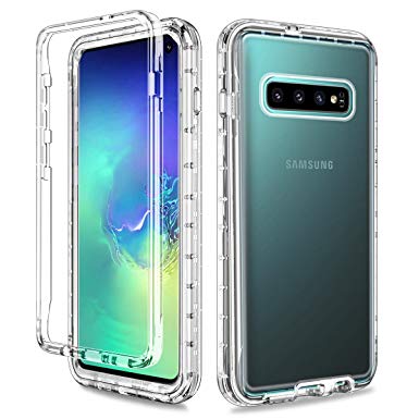 Lontect for Galaxy S10 Case Crystal Clear Transparent Heavy Duty Shockproof Hybrid Hard PC Soft TPU Dual Layer Protective Case Cover for Samsung Galaxy S10, Clear