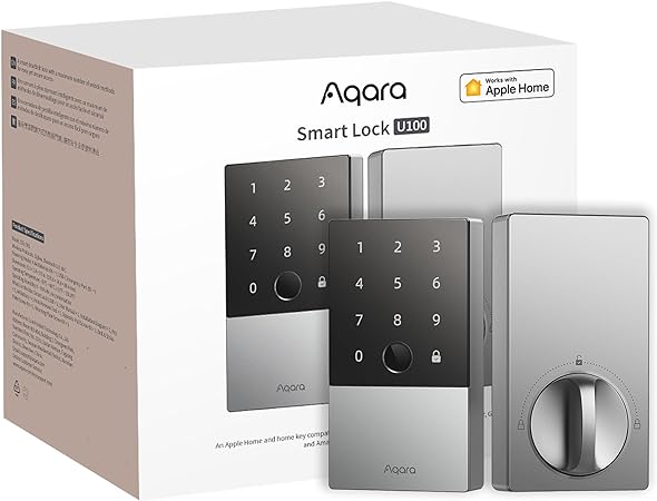 Aqara Smart Lock U100, Fingerprint Door Lock with Apple Home Key, Keyless Entry Door Lock, Bluetooth Electronic Deadbolt Lock, IP65 Weatherproof, Supports Apple HomeKit, Alexa, IFTTT, Silver