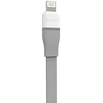 ROCK N.Oranie Auto-disconnect Universal USB Lighting Data Cable with Intelligent LED Charging Lights, 3.2-Feet/1meter - Grey