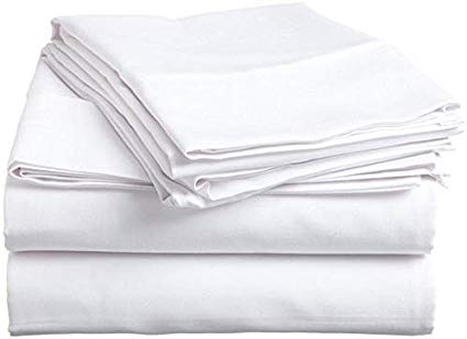 Crafts Linen Queen, White Solid 100% Egyptian Cotton 4PC Sheet Set - 400 Thread Count -Deep Pocket fit Upto 15 inch Best Bed Sheets Soft & Silky Sateen Weave Long Staple Cotton