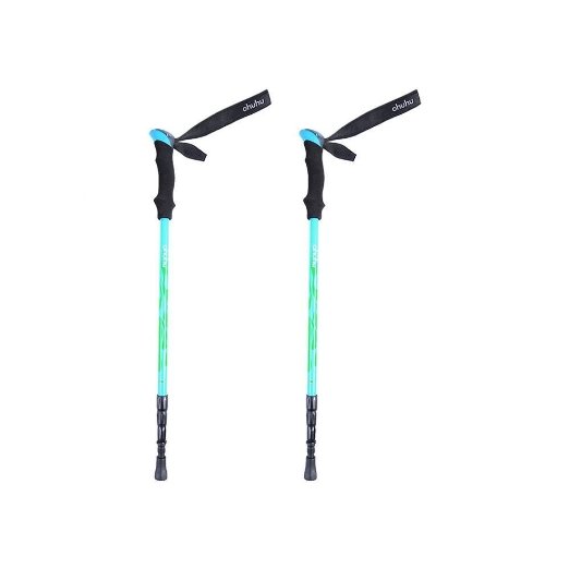 Ohuhu [2-Pack] Anti Shock Retractable Trekking Hiking Poles Walking Stick Cane Adjustable Crutches, 1 Pair