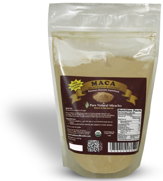 Pure Natural Miracles Organic Maca Root Powder Gelatinized Maca for Easy Digestion