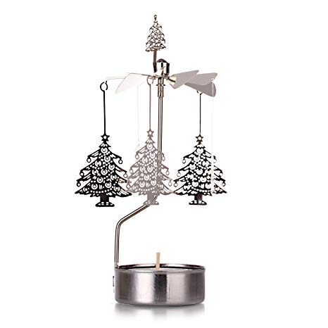 Mustaner Rotary Candle Holder Spinning Candleholder Metal Small Gift (Tree)