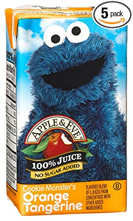 Apple & Eve Juice, Cookie Monster's Orange Tangerine, 8-Count Aseptic Boxes (Pack of 5)