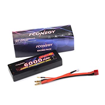 Fconegy Lipo 2S 7.4V 6000mAh 60C with 4mm Bullet&Deans Plug for Rc Car/Truck