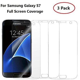 Samsung Galaxy S7 Screen Protector[Full Screen Coverage][Anti-Scratch][Anti-Bubble][Easy-install]Premium Ultra Slim High Definition Phone Film for Samsung Galaxy S7 with Lifetime Warranty,3-Pack