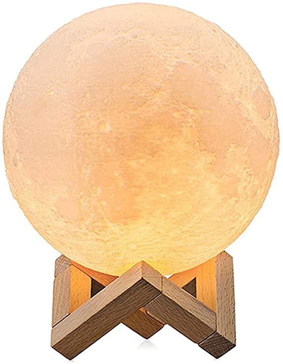 18 cm/7.1 Inch Moon Lamp Large,OxyLED 6 Colors 3D Print LED Moon Light with Stand Remote Touch Control and USB Rechargeable,Dimmable Light for Kids Lover Friends Birthday Christmas Gifts