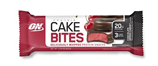 Optimum Nutrition Cake Bites Whipped Protein Snack Bar, Chocolate Dipped Cherry, 12 Count