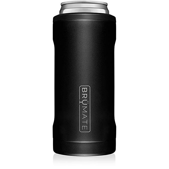 BrüMate Hopsulator Slim Double-walled Stainless Steel Insulated Can Cooler for 12 Oz Slim Cans (Matte Black)