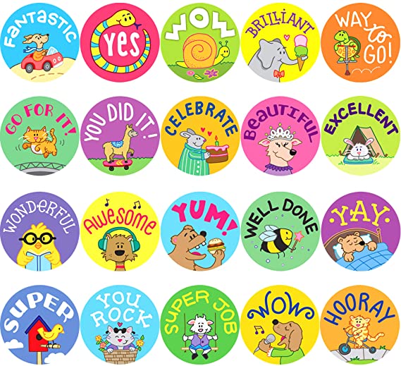 Youngever 2000 Pack Reward Stickers for Teachers, Animal Cartoon Motivational Stickers, Fun Motivational Stickers