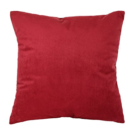 ZXKE Cushion Covers Solid Color Velvet Home Decorative Throw Pillow Cases Square 18" X 18" (Red)
