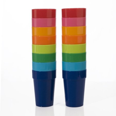 | Set of 16 | Spectrum Unbreakable Plastic 10oz Kids Juice Tumblers in 8 Assorted Colors