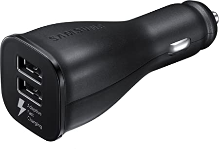 Samsung Original Adaptive Fast Dual USB In-Car Charger with 1.5 m USB-C Cable, Black