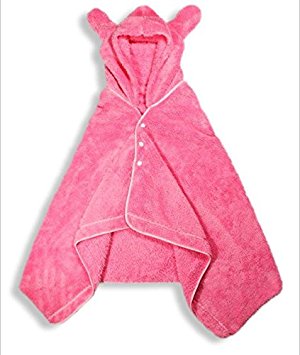 Kal Microfiber Hooded Baby Wrap Pie Wrap Bathroom Drying Robes with 3m Scotchgard Proctection, Pink