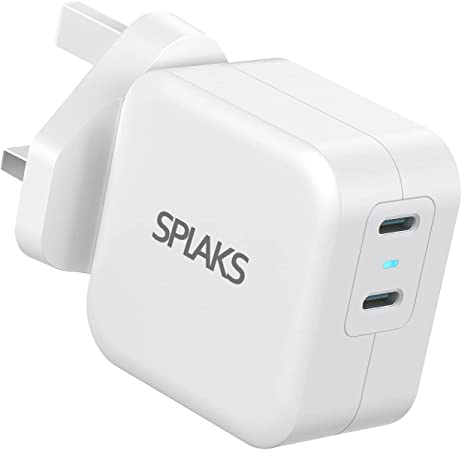 USB C Charger Plug, SPLAKS 40W PD Charger Dual Port Fast Charger, Type C Wall Charger Adapter for iPhone 12/12 Mini/12 Pro/12 Pro Max/11/XR, Galaxy, Pixel, iPad Pro and More