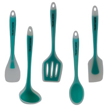 Silicone Spatula Utensil Set - 5 Pieces with Lifetime Guarantee By Polar Pantry