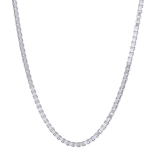 1.5mm Solid 925 Sterling Silver Box Chain Necklace