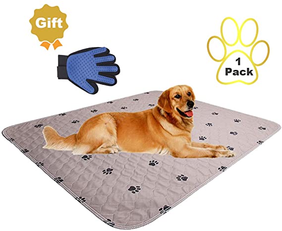 SincoPet Reusable Pee Pad   Free Puppy Grooming Gloves/Quilted, Fast Absorbing Machine Washable Dog Whelping Pad/Waterproof Puppy Training Pad/Housebreaking Absorption Pads