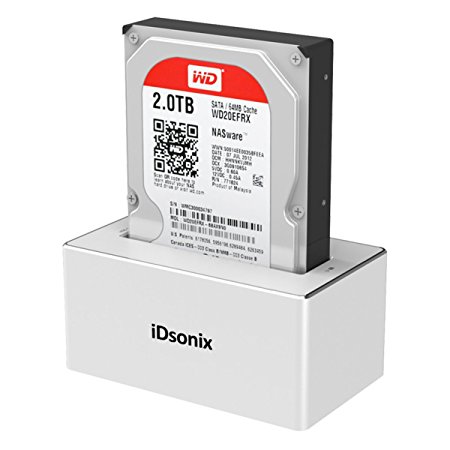 iDsonix USB 3.0 SATA III Aluminum HDD Docking Station for 2.5 3.5 inch HDD SSD UASP-Silver