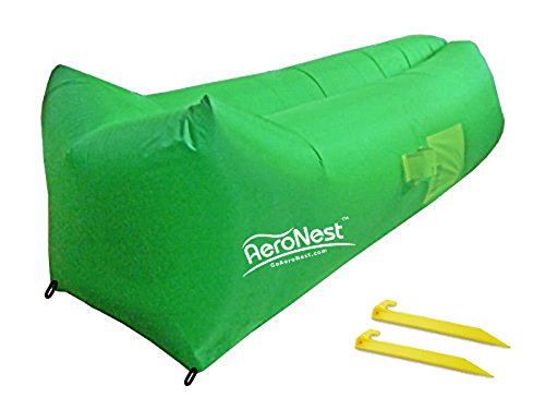 Portable Inflatable Air Lounger with Pockets Headrest and Ground Stakes By AeroNest