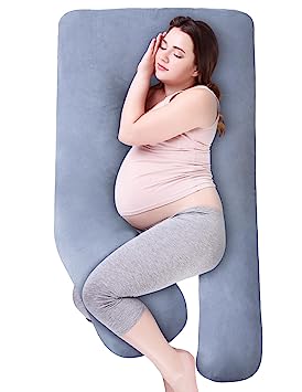Pregnancy Pillows, 55 Inch Full Body Pillow, U Shaped Maternity Pillow with Removable Cover, Support for Back, Legs, Belly, Hips, Pregnancy Pillows for Sleeping Reading, Breastfeeding(Grey)