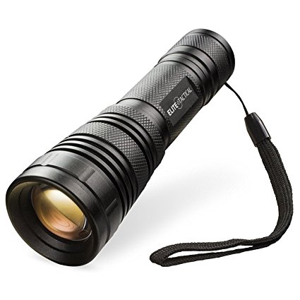 Elite Tactical Pro 500 Series LED Tactical Flashlight - Best, Brightest & Most Powerful 1000 Lumen Light - 3-Mode With Telescopic Zoom