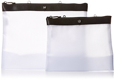 Victorinox Set of Two Spill-Resistant Pouches, Black/Black Logo